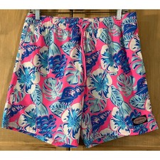 Vineyard Vines Swim Trunks Mens Small Pink Tropical Floral Seashells