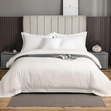 eBeddy Linens Duvet Cover Super King 120x120 White, 100 Egypian Cotton 800 TC