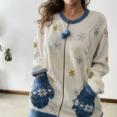 VINTAGE REFERENCE POINT Size 2X Mitten Pocket Granny Cardigan Embroidered 90s
