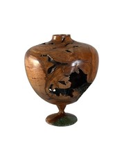 Bill’s Bowls Burled Oak Footed Vase Signed And Numbered Bill Miller 9”