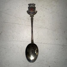 Iceland Souvenir Spoon EPNS Island Engraved Enamel Crest Vintage 4”
