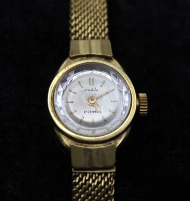 Vintage Damen Armbanduhr Mechanisch Ruhla 17 Steine Vergoldet, an Bastler - Bild 1 von 4