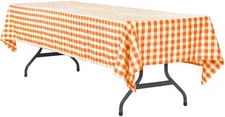 MYMENU Plastic Tablecloth Disposable Checkered Table 2 Pack, Orange&white 