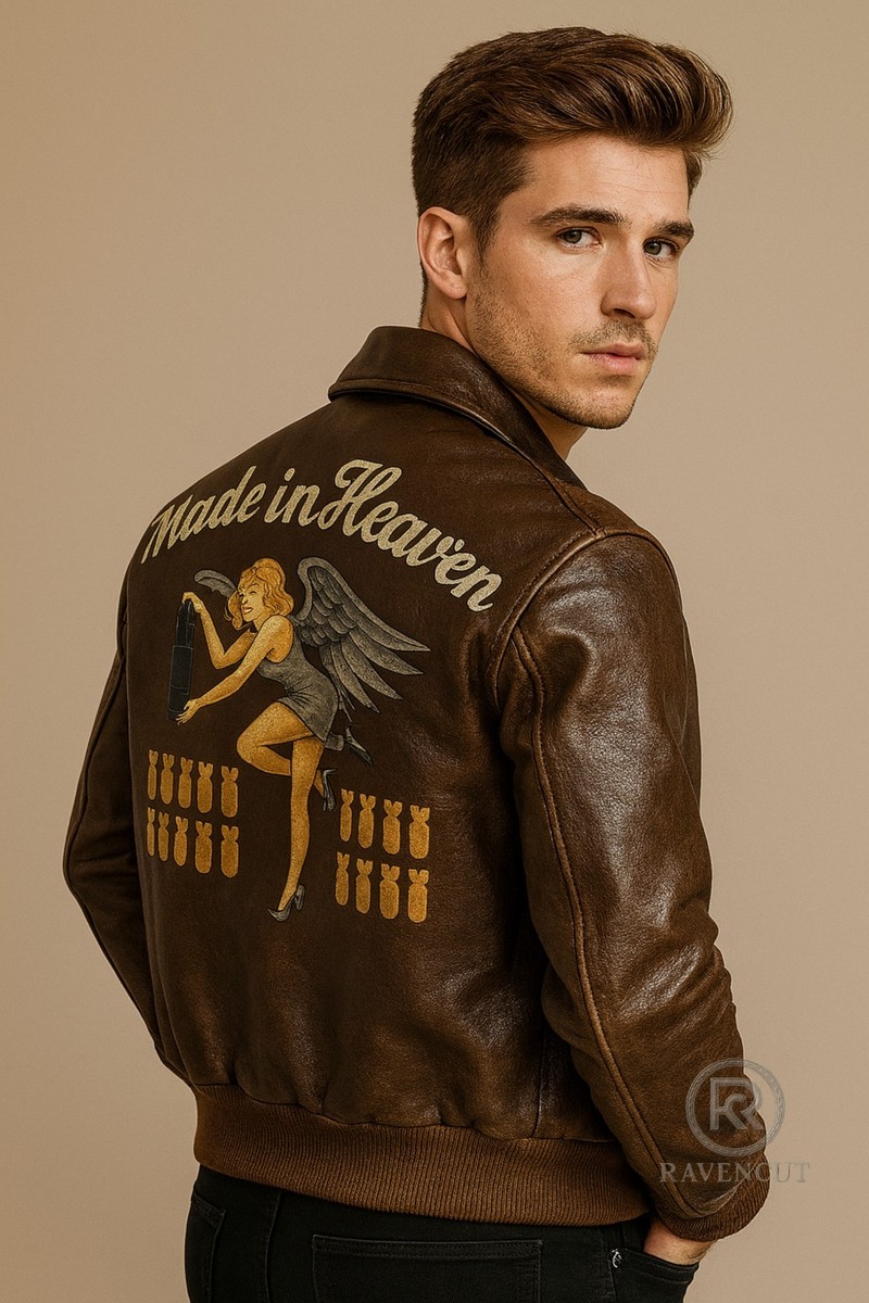 Made in Heaven Leather Jacket – Chris Redfield Brown Flight Bomber
