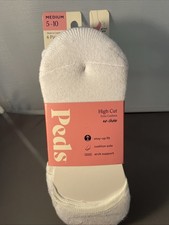 2 6-Packs Peds Women's Lightweight Now Show High Cut Socks Black Size M 5-10