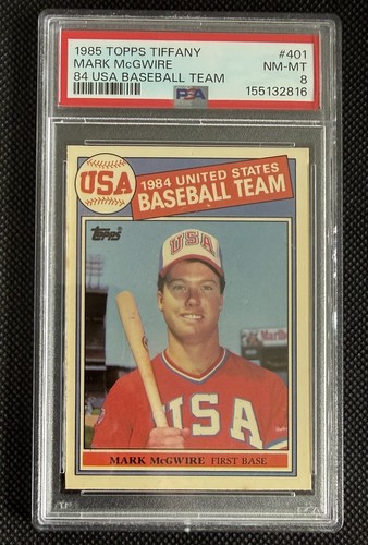 cf 1985 Topps Tiffany Mark McGwire 84 USA Baseball Team #401 PSA 8