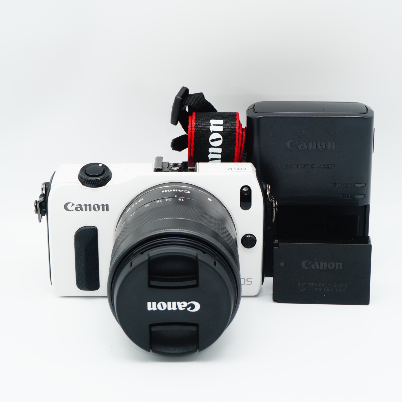 "Near Mint" Canon EOS M Mirrorless Digital SLR Camera White 18-55mm Lens #05008