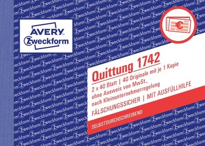 3x Zweckform Quittungsblock 1742 A6 Quittung 2x 40 Blatt für Kleinunternehmer