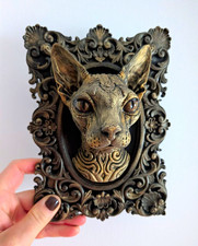 Sphynx Katze Wanddeko Gothic - Handbemaltes T...