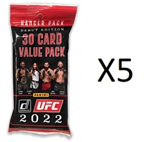 2022 Donruss UFC 5 Factory Sealed Value Cello Hanger Packs 30 Cards 5 PACKS