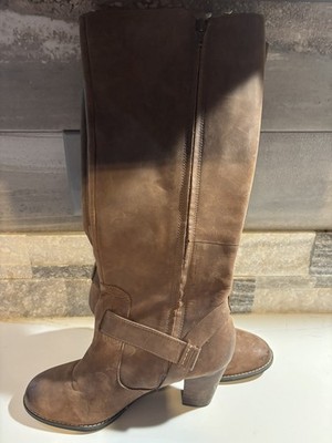 CLARKS Indigo Women s Heath Skylark Tall Brown Suede Harness Boots Size 9M
