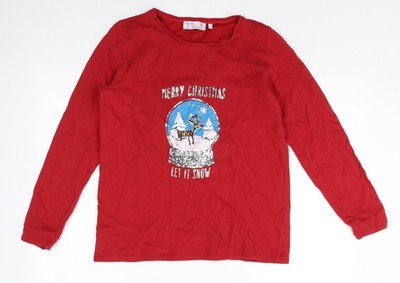 NEXT Damen Pullover Sweatshirt rot 100 % Baumwolle Größe 10 Pulli - Merry