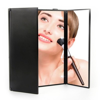 LED Tri-Folding Vanity Mirror with Lights Stylish & Portable Cosmetic Mirror