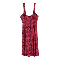 Fresh Produce Pink Floral Tropical Midi Dress XL Smocked Back 21937 Made in USA