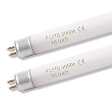 2 Pack 15W T8 3000K Fluorescent Replacement Tube, 18Inch Fluorescent Linear T...