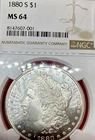 1880-S Morgan Silver Dollar PCGS MS64 - Very Flashy- PL Like
