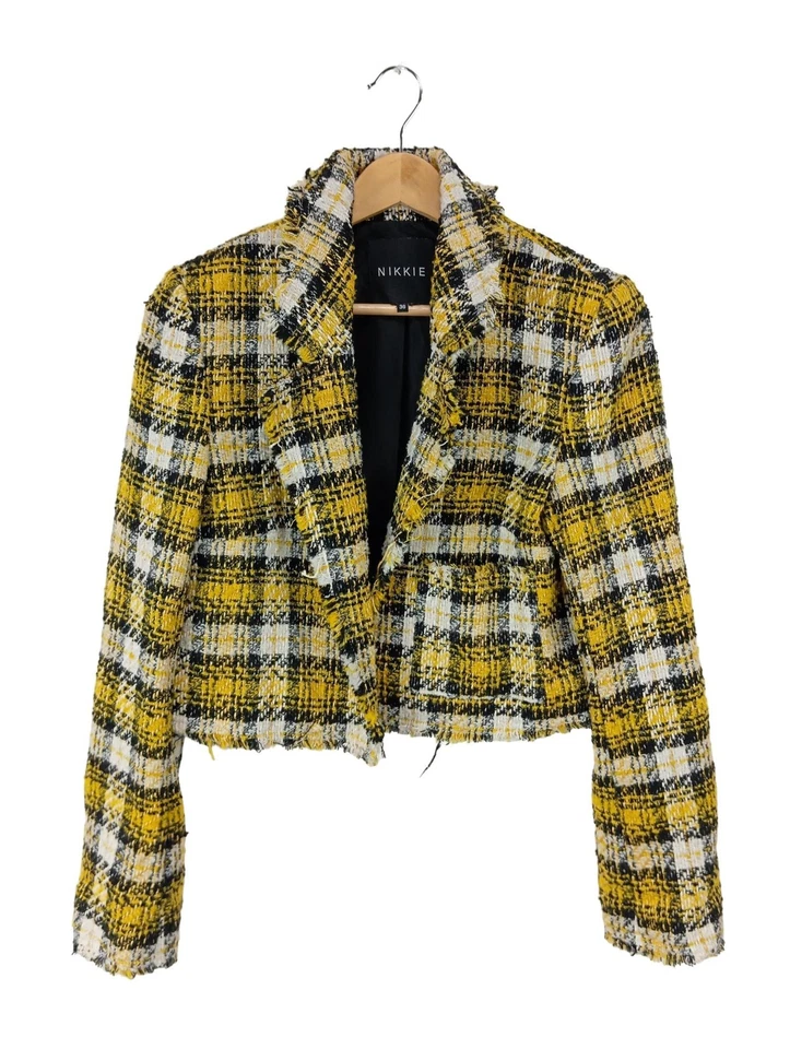 NIKKIE Blazer en tweed Dames Blazer T EU 36 jaune primevère-noir-blanc - Photo 1/4