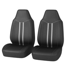 Piping Cloth Front Car Seat Covers Breathable High Back Front Seat Covers Airbag