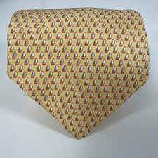 Brooks Brothers Men's Silk Neck Tie Yellow Sailboat Print 60L 3.75W USA