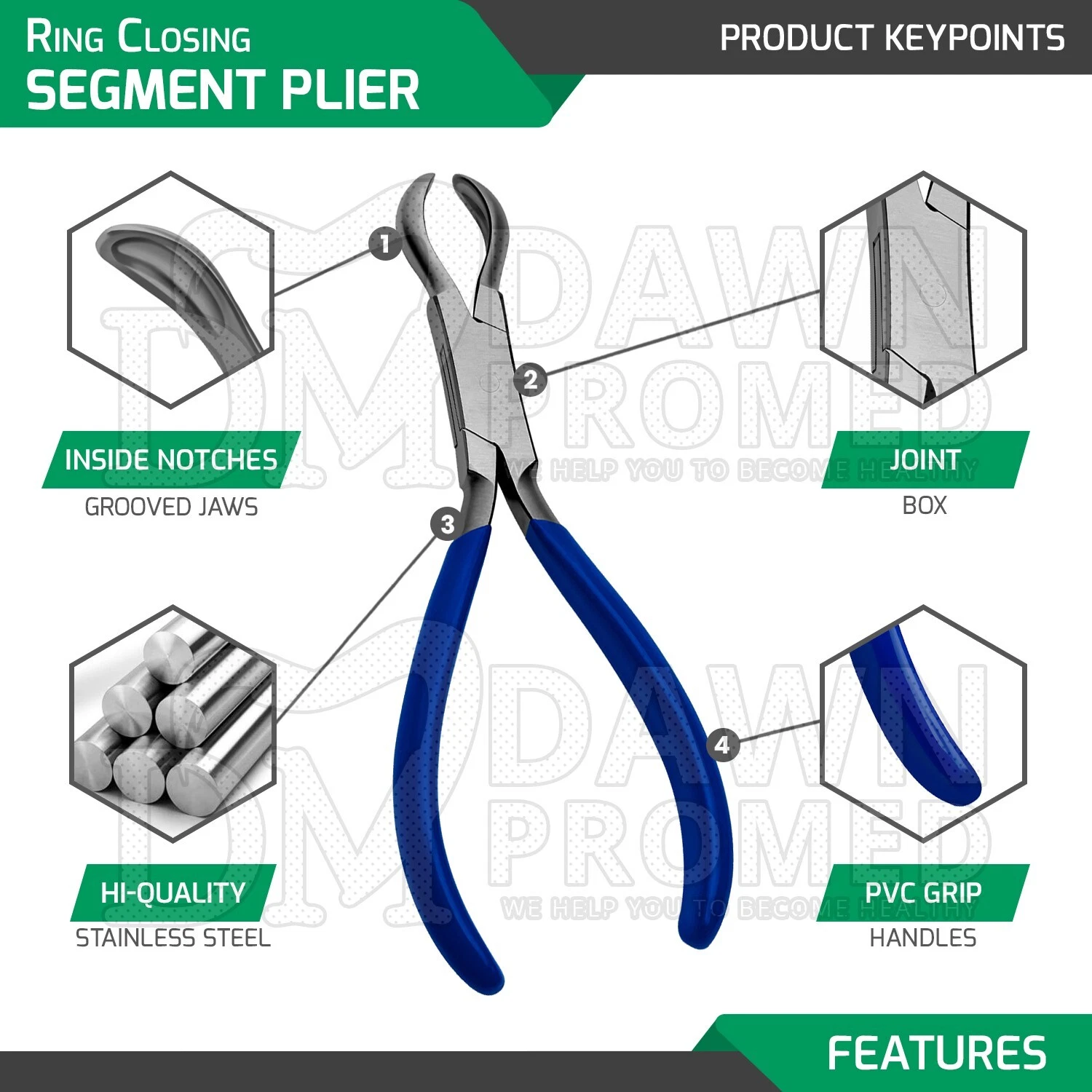 Ring Closing Segment Plier 6" For Hoops Heavy Big Gauges Body Piercing Tool - product detail image 3