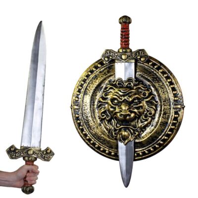 GOLD 29'' GLADIATOR SCHWERT 20'' SCHILD SPIELZEUG SET MITTELALTER KOSTÜM KRIEGER KOSTÜM