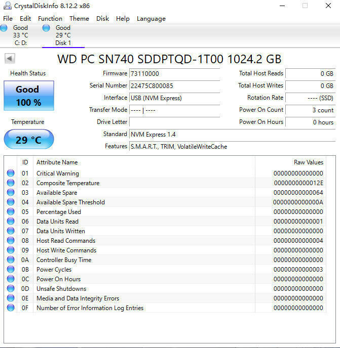 1 To M.2 2230 Disque SSD NVMe™ PC SN740 de