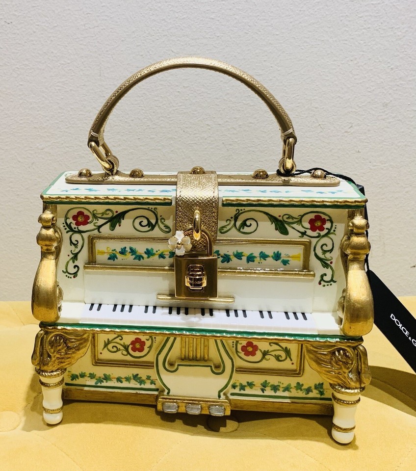 Dolce & Gabbana Piano Multicolor Printed Acrylic Leather Box Top Handle ...
