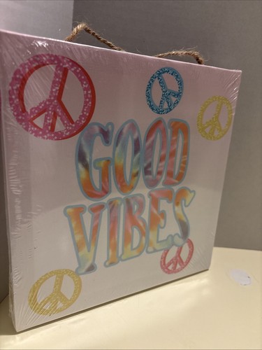 Good Vibe Peace Signs Canvas Wall Art,8x8 Boho Canvas Print - Picture 2 of 3