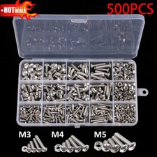500X Assorted M3 M4 M5 Stainless Steel Hex Screws & Socket Bolts and Nuts Kit