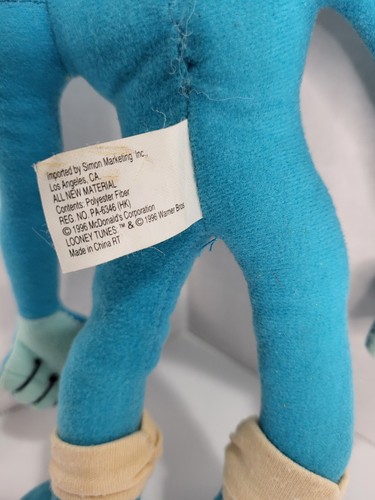 Space Jam Monstar Blanko Plush Warner Bros 1996 McDonalds Vtg Blue Monster 11.5" - Picture 4 of 4