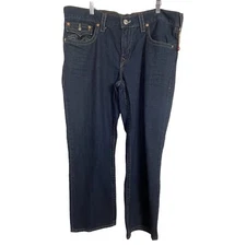 True Religion Ricky Flap Size 42 x 31 Relaxed Straight Dark Blue Jeans