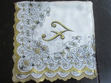 TRUE Vintage CAROL STANLEY Handkerchief  INITIAL GOLD BORDER NEW OLD STOCK 34 
