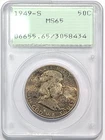 1949-S Franklin Half Dollar 50c PCGS MS65 Old Green Holder Toned