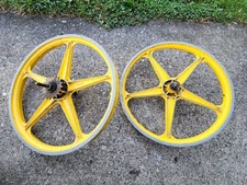 Vintage alloy Old School BMX Lester Mag Front & Rear Wheels Mongoose Schwinn...