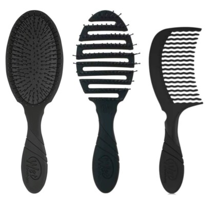 Wet Brush Pro Original Detangler 3 pc Hair Brush Comb set, Black, Pink or Purple