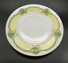 PL Limoges France Porcelain Plate Hand Painted Green Yellow