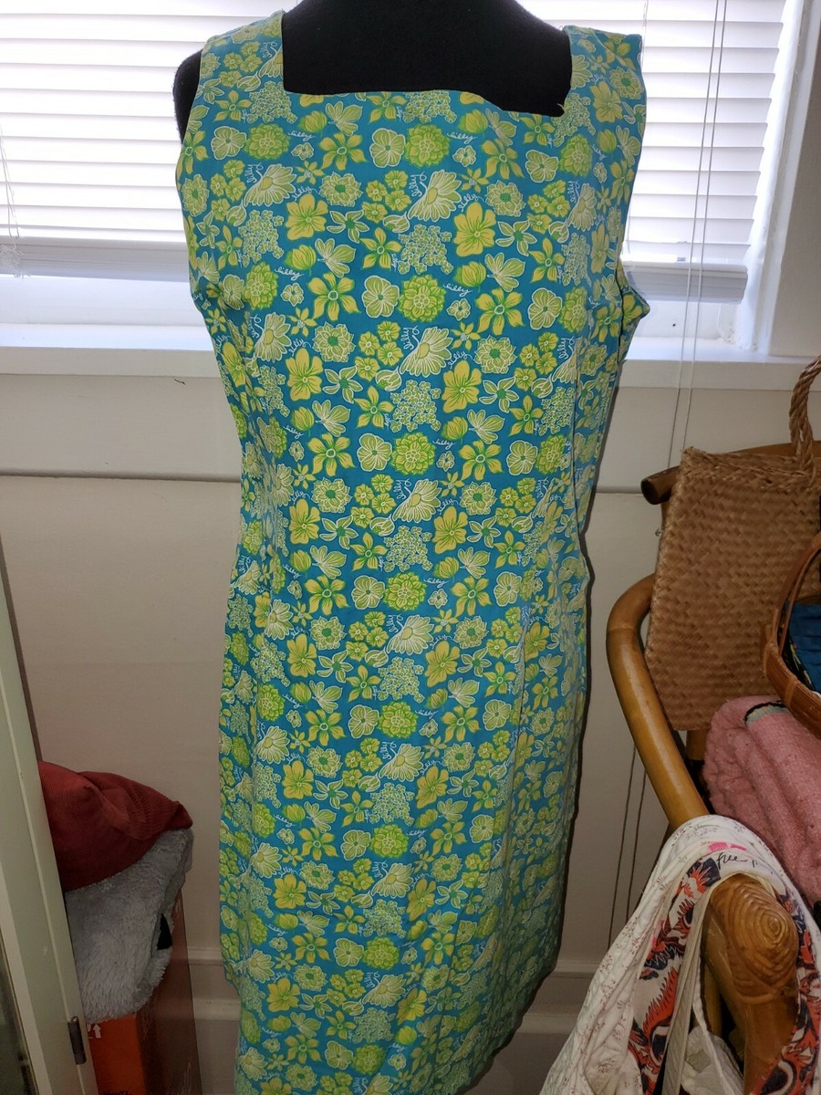 classic lilly pulitzer dress Vintage 1960s The Lilly Tag Lilly Pulitzer Dress Size S Blue Floral 100% Cotton