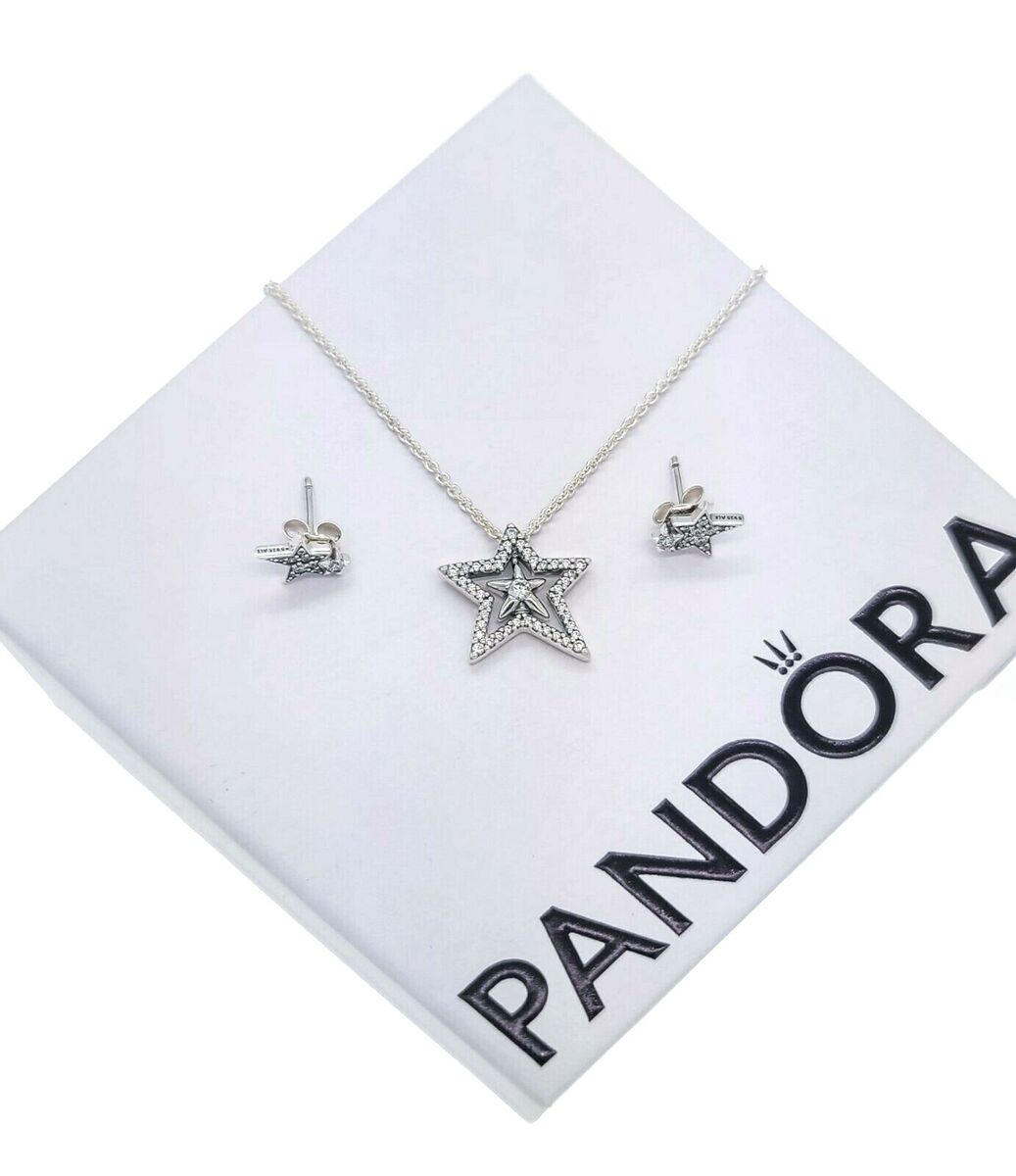 Pandora Women's Necklace and Earrings 925 Silver Set Asymmetrical Stars  Elegant Necklace Beautiful Earrings for Fashionable Women 51737, Cubic  Zirconia : Amazon.de: Everything Else