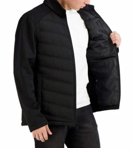 Chaqueta de invierno Nautica Mix Media Puffer para hombre nueva con etiquetas talla 2XL negra $140 FLE172 Foto 2 de 3