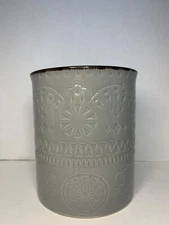 DOWAN Ceramic Kitchen Utensil Holder, 6.2" Grey Cork Bottom Countertop Organizer