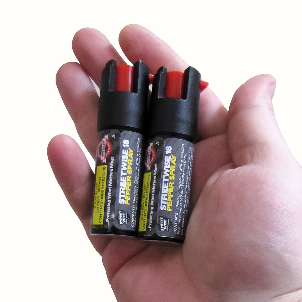 2 pack STREETWISE Pepper Spray 1/2oz Unit OC18 Safety lock UV Dye Self