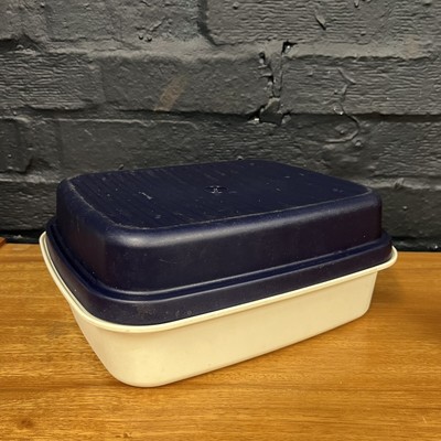 VINTAGE TUPPERWARE BLAU RECHTECKIG AUFBEWAHRUNGSBEHÄLTER & DECKEL 1469-1 & 1470-5 B84