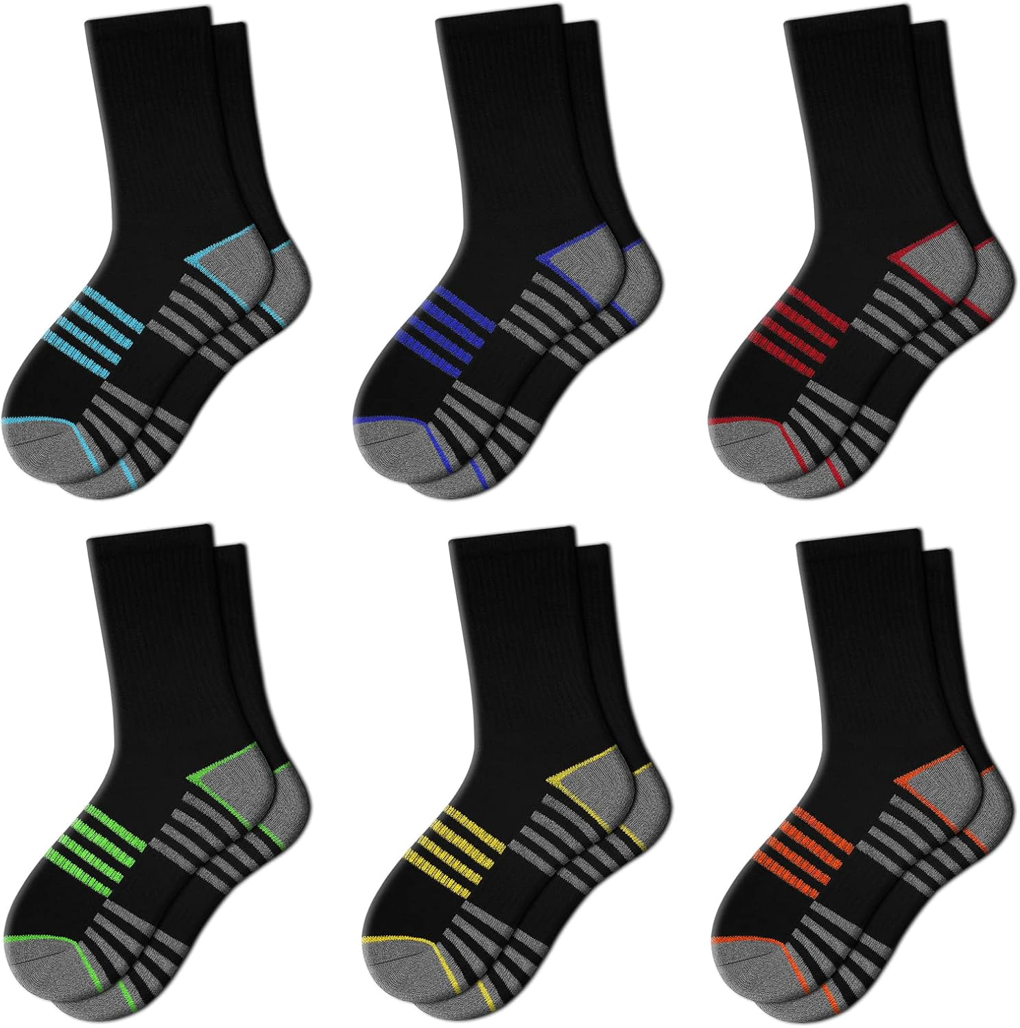 Boys Crew Socks for Kids 4-10 Years Old Athletic Long Socks with Cushioned Sole-image