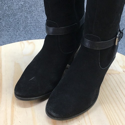 Crown Vintage Boots Womens 10 M Azteca Tall Knee High Black Suede Heels Side Zip - Picture 4 of 17