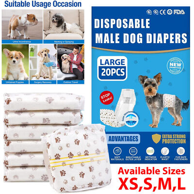 20x Dog Nappies Disposable Leak Proof Puppy Wrap Dog Absorbent Sanitary