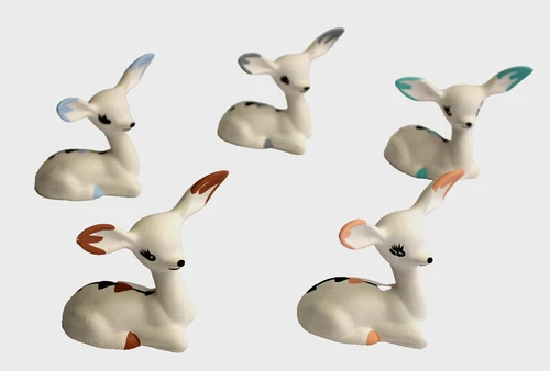 Acoma Pottery Deer/Fawn Figurines - Set of 5 - Signed
