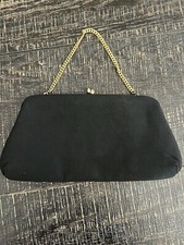 Vintage HL 50’s Black Clutch Purse Chain Clasp Classic Dressy Evening Wedding
