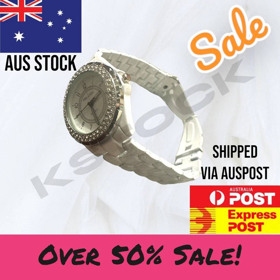 White Crystal Women Quartz Wristwatch Luxury Ceramic Lady Watch  - image 4 of 4