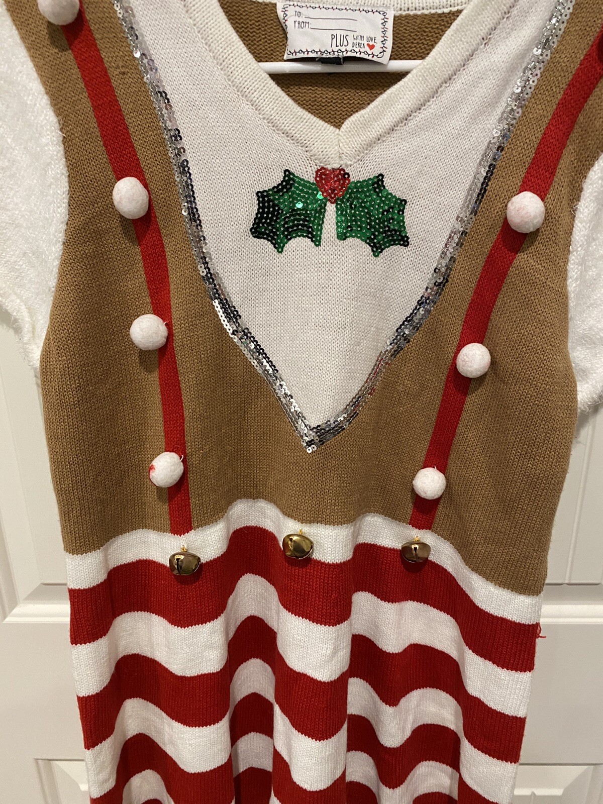 Plus Ugly Sweater Dress Women's Size 2x Christmas Outfit Bells Pom Pom Sequins eBay