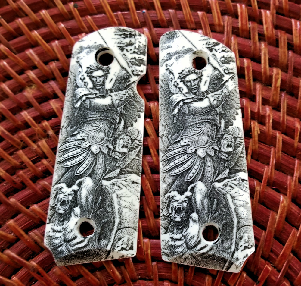 アンティーク手巻き　インガーソル　5石　メイドイングレートブリテン Compact 1911 custom engraved ivory grips Archangel Michael